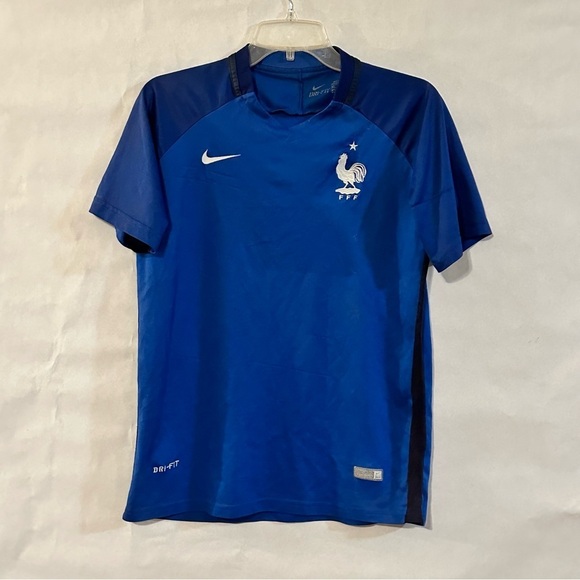 Nike France Soccer Jersey Men's Blue Sports Shirt - Picture 1 of 10